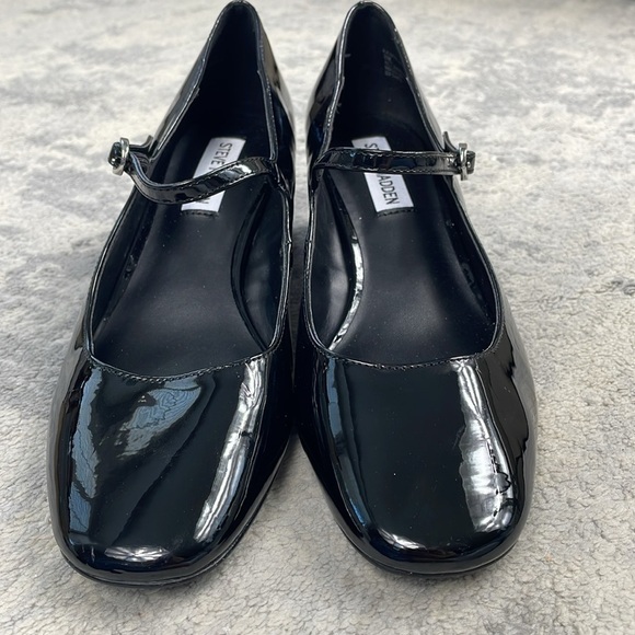 Steve Madden Hawke Patent Slip On Mary Jane Shoes Black Preppy Goth Sz 8 - Picture 6 of 14
